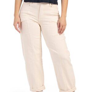 Paige Alexis Cargo Women's Stretch Barrel Leg Pants size 25 Blonde Sand
